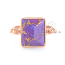 Lila Kupfer Türkis Edelstein Ring, Großhandel Schöne Rose Gold Ring Schmuck